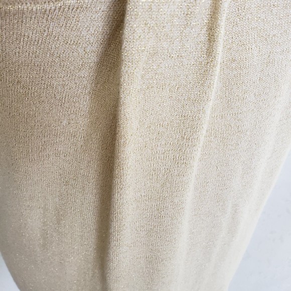 Design History Womens Knit Tank Dress S Cream Beautiful Flounce Metallic Sparkle - Picture 9 of 16